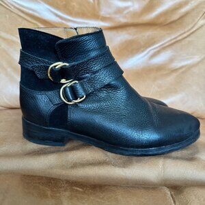 Sezane Black Leather & Suede Booties